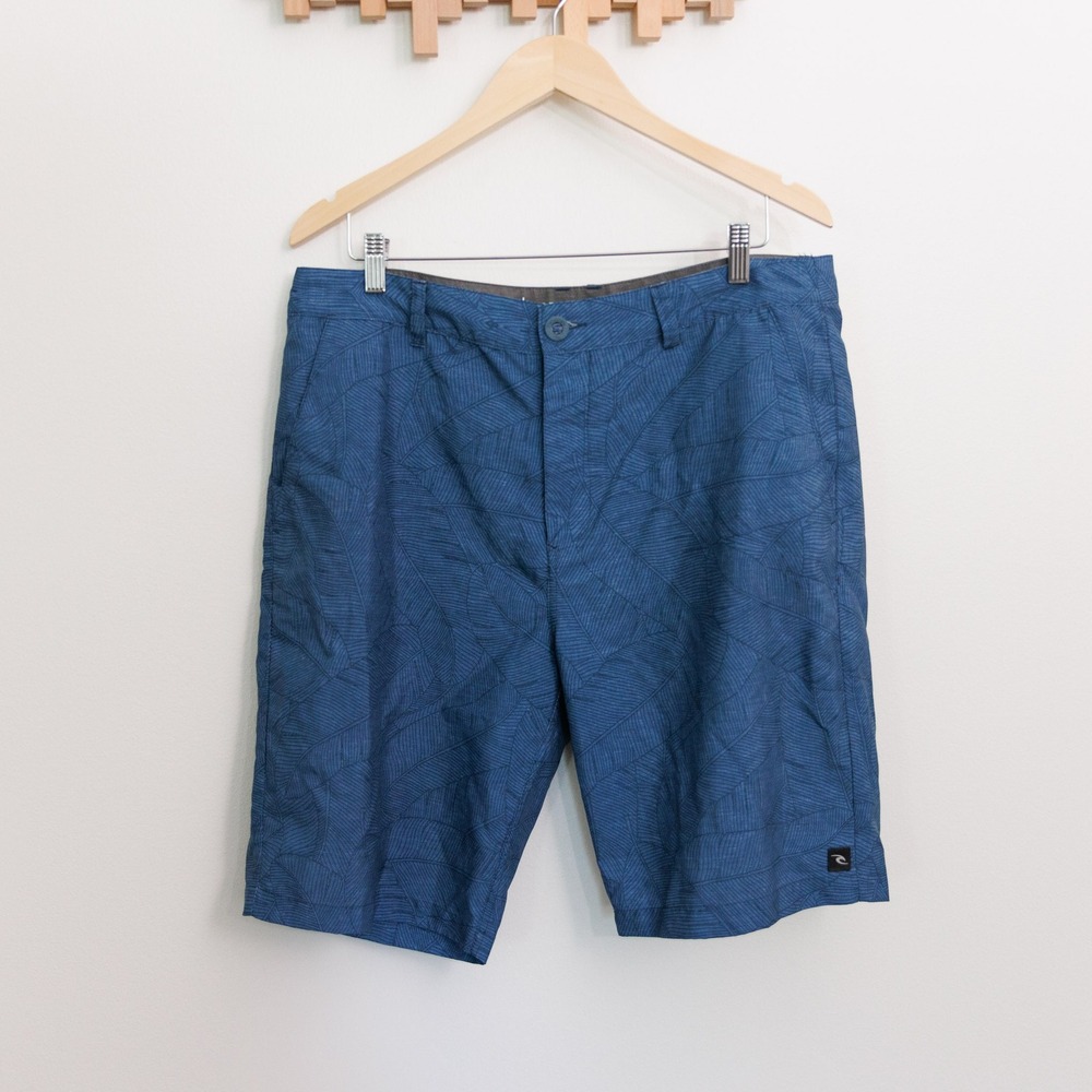 Rip Curl Boardwalk Hybrid Shorts Mens 36 Blue Leaf Print Surfer Walkshort